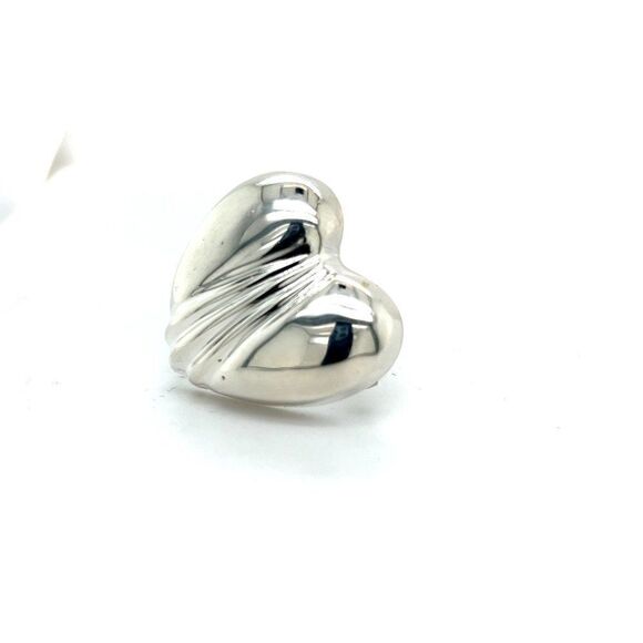 Tiffany & Co Estate Large Puffed Heart Brooch Pin Silver TIF355 - Picture 7 of 7